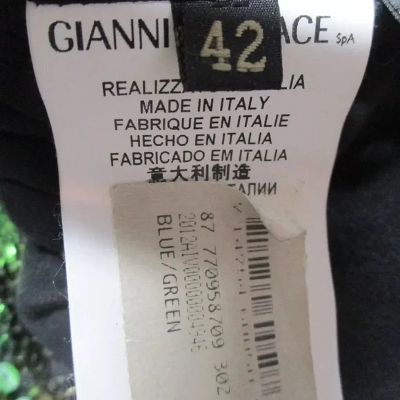 ⭐️ VERSACE— Stunning Sequined Dress, Blue/ Green/Silvery floral. GORGEOUS ! ⭐️ - Picture 10 of 17